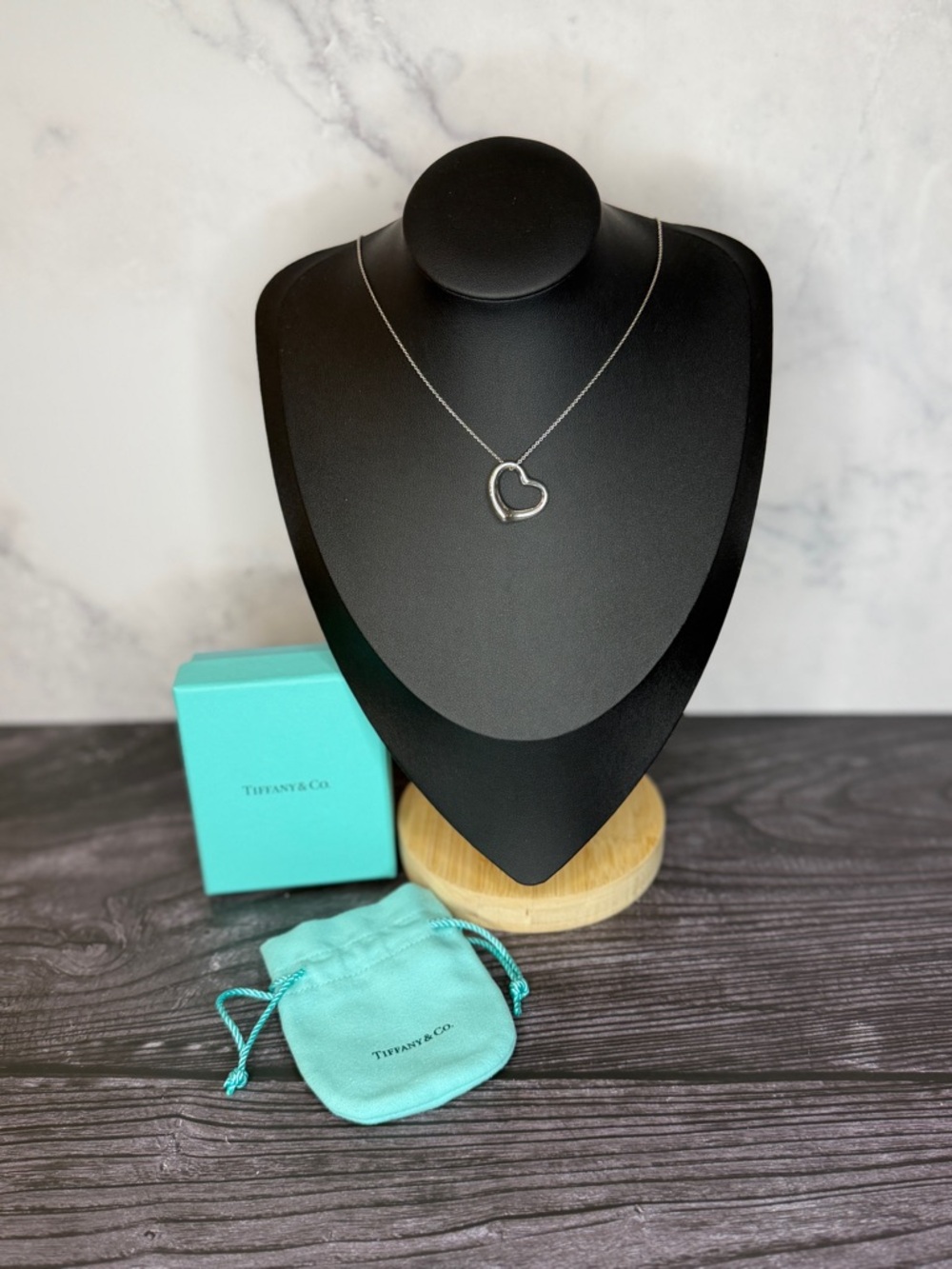 Tiffany & Co. Medium Open Heart Necklace | Elsa Peretti Sterling Silver Pendant